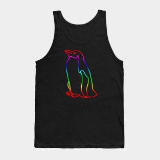 Penguin Rainbow Minimal Line Tank Top